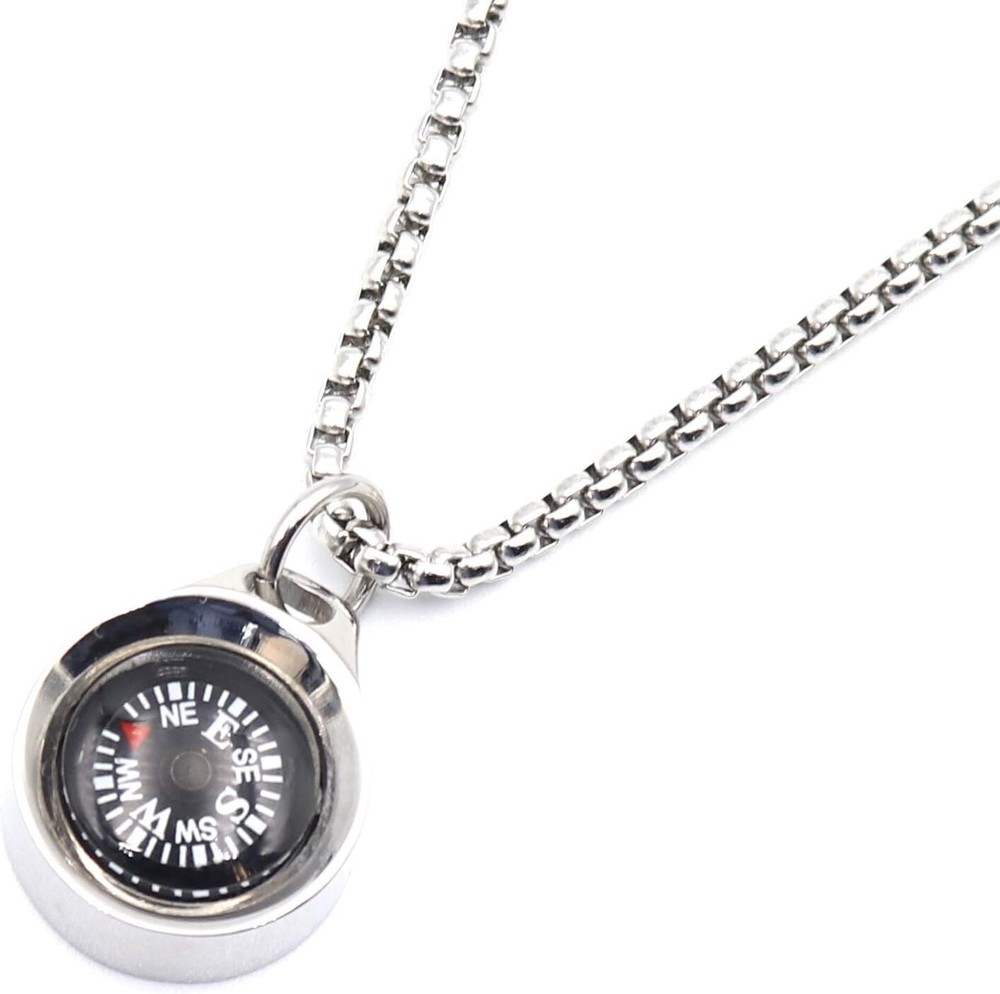 Compass Necklace,Mini Pocket Compass,Camping Hiking Metal Survival Compass for M