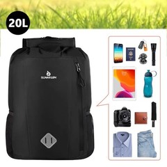 Dry Bag Backpack, 20L Dry Bag Waterproof with Waist Pouch and Phone Black