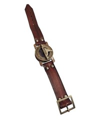 Nautical Brass Compass Watch with Brown Leather Band Antique Sundial Compass