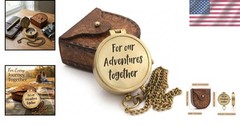 Elegant Vintage Brass Compass with Leather Case – Perfect Gift for Milestones
