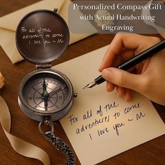 Custom Engraved Compass Gift for Men – Personalized Brass Pocket Compass Antique