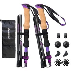 Carbon Fiber Trekking Poles Collapsible Hiking Poles 100-115 Purple