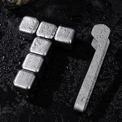 Titanium Beverage Chiller Cubes 27mm Set of 6 with Clip for Fast Cooling