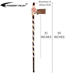 Handcrafted Nature Wood Hiking Stick 55 Inches Long – with Hand Strap and Rub…