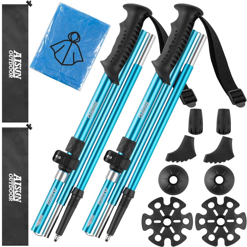 Blue Trekking Walking Hiking Poles or Sticks Aluminum Lightweight Collapsible…