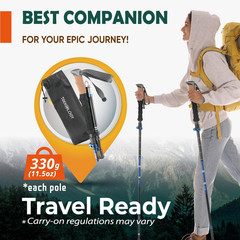 Trek-Z Cork Grip Trekking Poles – Lightweight Folding Hiking Poles, Adjustable H