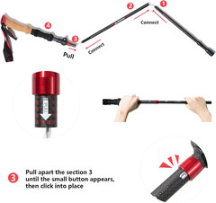 BISINNA Carbon Fiber Trekking Poles Collapsible Hiking Poles Lightweight Walking