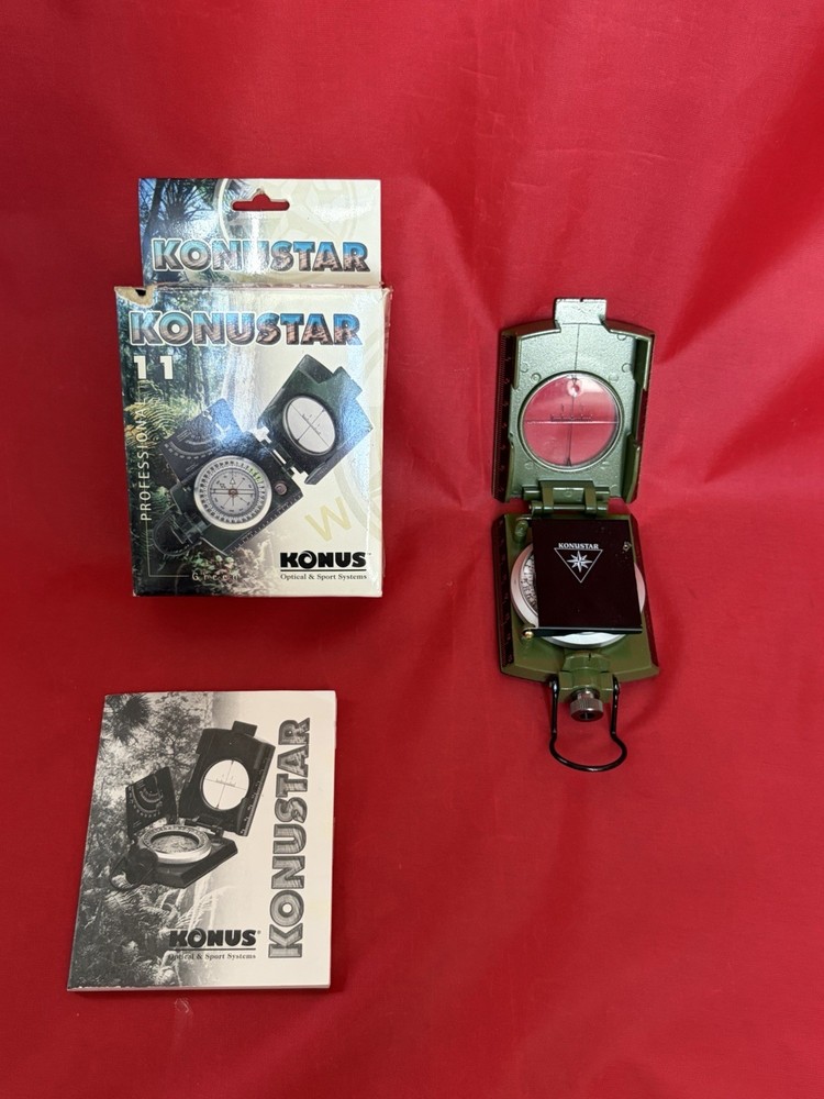 Konus 4075 Konustar-11 Metal Compass, Liquid Filled w/ Clinometer Green in Box