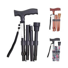 Folding Cane, 5-Level Adjustable Height, Walking Stick Lightweight Black