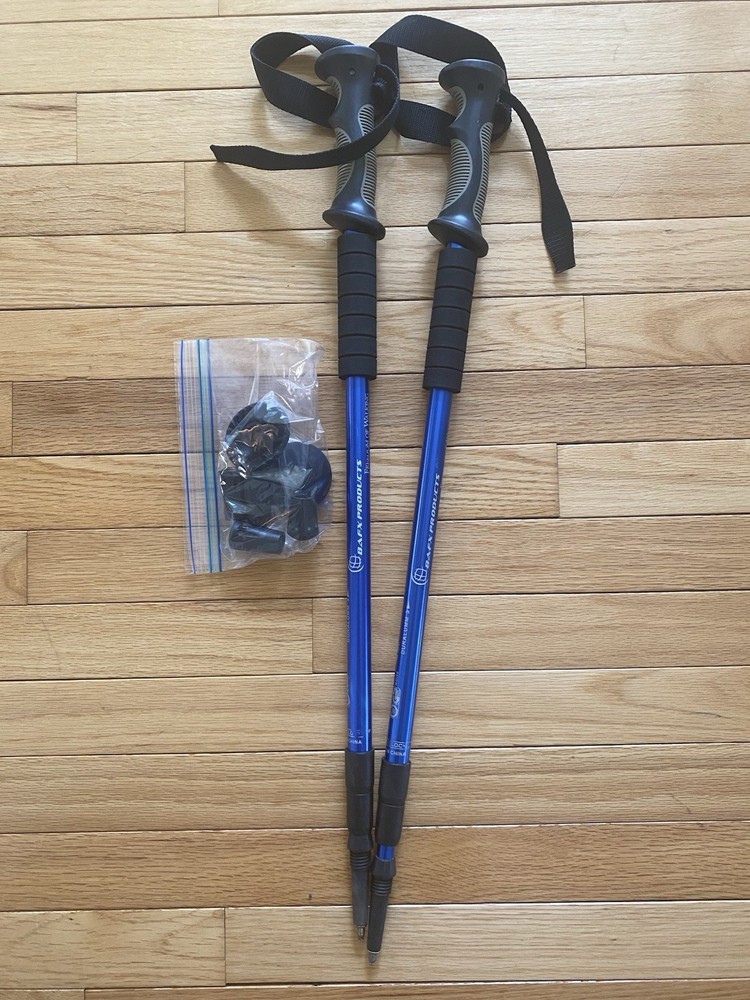 BAFX Products Telescoping Aluminum Trekking Poles Blue with Tips & Baskets