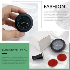 Car Dashboard Clock, Mini Luminous Car Clocks, Universal Automotive Black