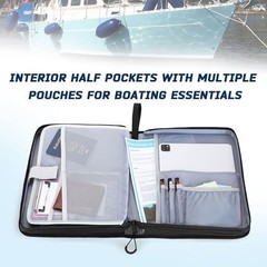 Boat Document Holder, Waterproof Travel Document Folder with 6 Black