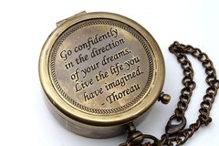 Handmade Engraved Brass Compass with Thoreau’s Go Confidently Quote | Inspira…