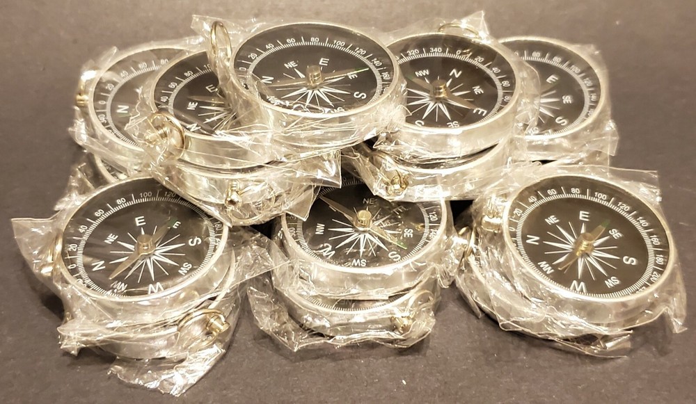 17 x New Aluminum Compass w/ Key Chain Attachment 1.75″ Diameter Orienteering