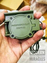 US Military Phosphorescent Lensatic Compass Olive Drab Waterproof with Pouch