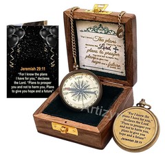 For I Know The Plans I Have For You Brass Magnetic Compass Engraved with Scri…