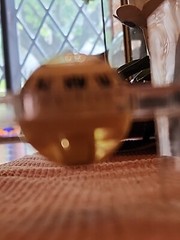 Vintage Acrylic Lucite Transparent Compass Floating In Liquid