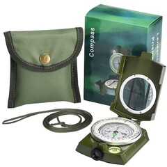 Military Lensatic Sighting Compass Survival with Carrying Bag, Green