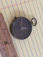 VINTAGE COMPASS MADE OF BRASS AND GLASS w OCK MECHANISM – GERMANY OR FRANCE
