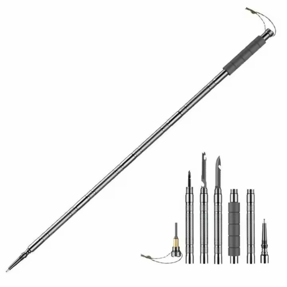 7-in-1 Retractable Trekking Walking Stick Lightweight Aluminum Multitool Gear