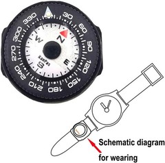 Mini Button Map Compass with Turnable Bezel for Watchband Every Day Carry