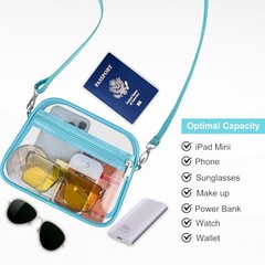 Clear Bag for Stadium Events Clear Sports Fan Handbags Purses with Medium Aqua