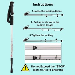 2 Pack Lightweight Anti Shock Hiking Trekking Poles Adjustable Walking Pin