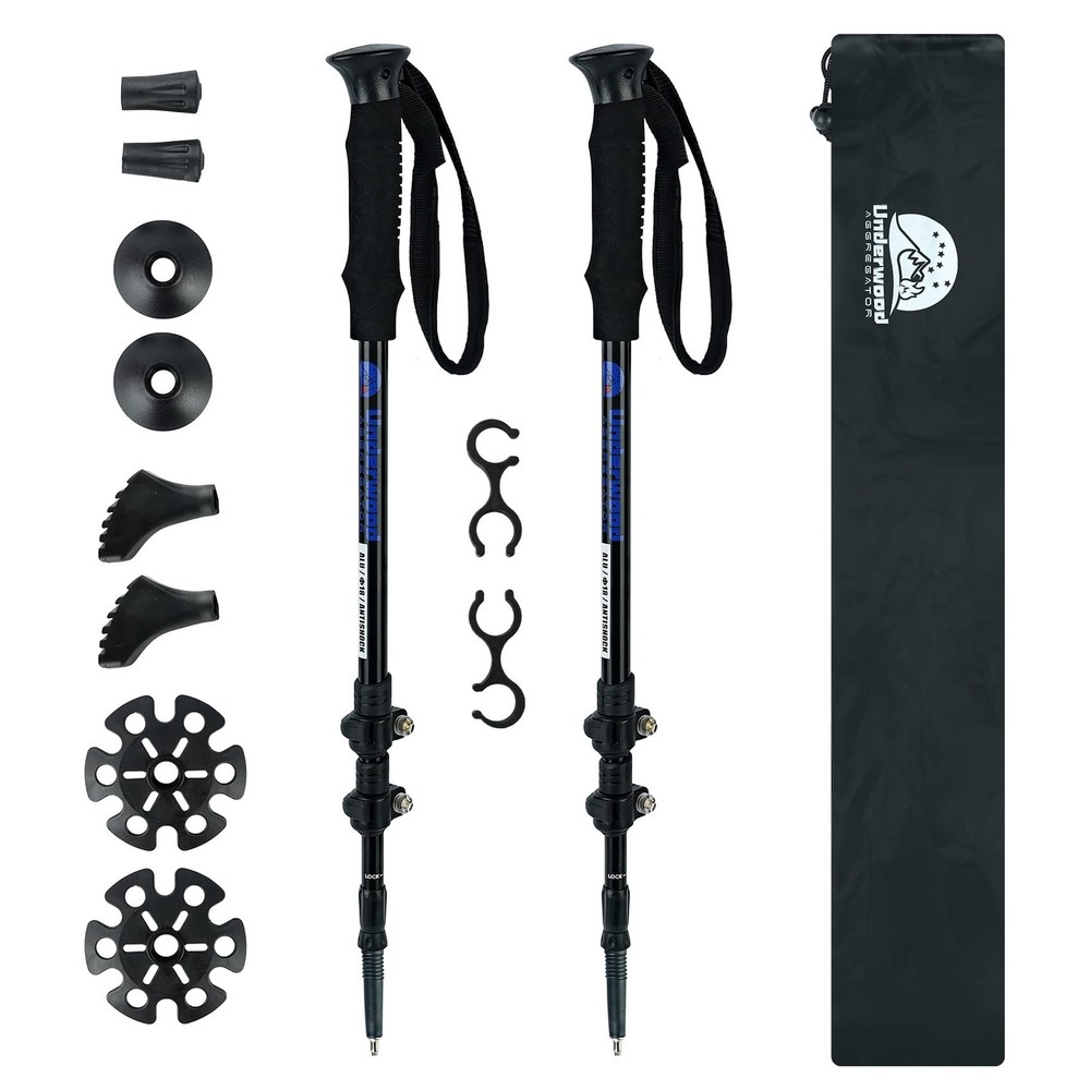 Trekking Poles Collapsible Hiking Poles – 2 Pack Adjustable Aluminum Hiking S…