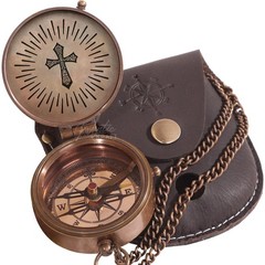 Engraved Brass Pocket Compass Religious Gift Baptism Confirmation Scout