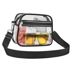 Clear Bag for Stadium Events Clear Sports Fan Handbags Purses with Medium Black