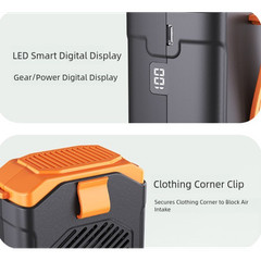 Portable Neck Fan with Waist Clip and 5 Speed Settings USB Rechargeable 1800mAh