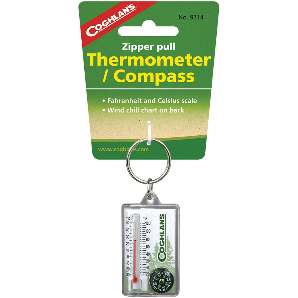 Coghlan’s Zipper Pull Thermometer & Compass Keychain, Windchill Chart, Survival