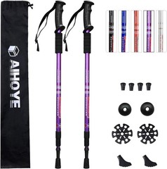 Adjustable Lightweight Trekking Poles for Hiking – 2 Pack with Replacement Tips