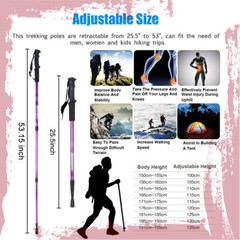 2PC Anti-Shock Hiking Trekking Poles Adjustable Nordic Walking Sticks Alpenstock