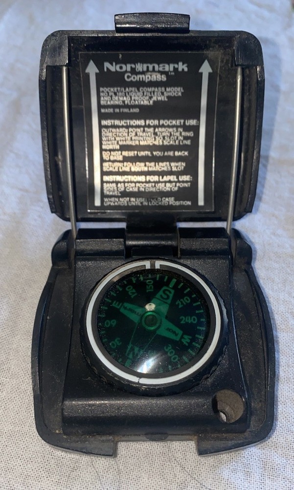 Vintage Normark Pocket Lapel Compass model PL 180 Liquid Filled Made in Finland