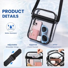 Clear Bag for Stadium Events, Clear Crossbody Bag Transparent Black-s&l