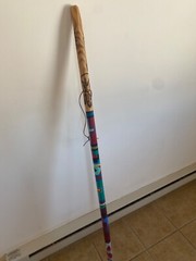 hiking stick,handcrafted,painted and wood burned.one of a kind.