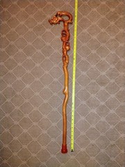 Carved Brown Wooden Dragon walking stick 37″