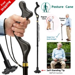Retractable Straight Posture Cane Walking Stick Camping Travel Trekking Pole USA