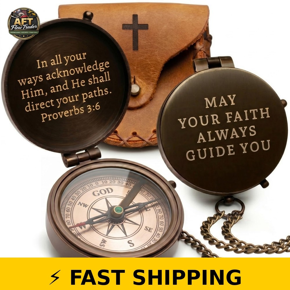 SFdizayn Brass Pocket Compass – Baptism & Confirmation Gift