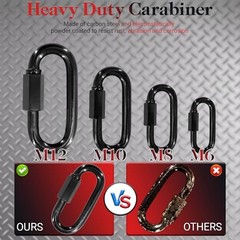 4.2″ Chain Quick Links, 2Pcs 1/2″ Heavy Duty Carabiner, 2500 2PCS 4.2″ Black