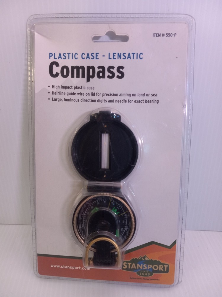 Compass Lensatic High Impact Plastic Case Stansport 550-P NEW Free Shipping