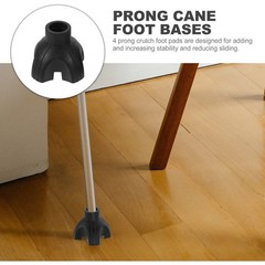 2Pcs Durable Tpr Cane Tips Non Slip 4 Prong Walking Cane Accessories Black