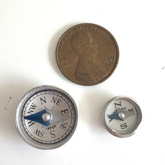 Vintage Mini Compass Lot Japan TINY Silver Metal Navigator N S E W .5″ wide