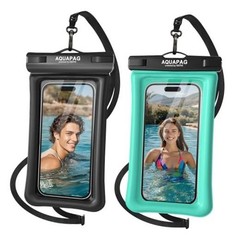 IP68 Waterproof Phone Pouch 2 Pack-Up to 7.0″，Adjustable Black Green 2 Pack