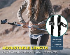 Lightweight Adjustable Trekking Poles 100-135cm – 2 Pack