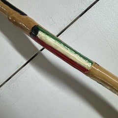 Walking Stick Hand Carved And Painted With Snake And Flags