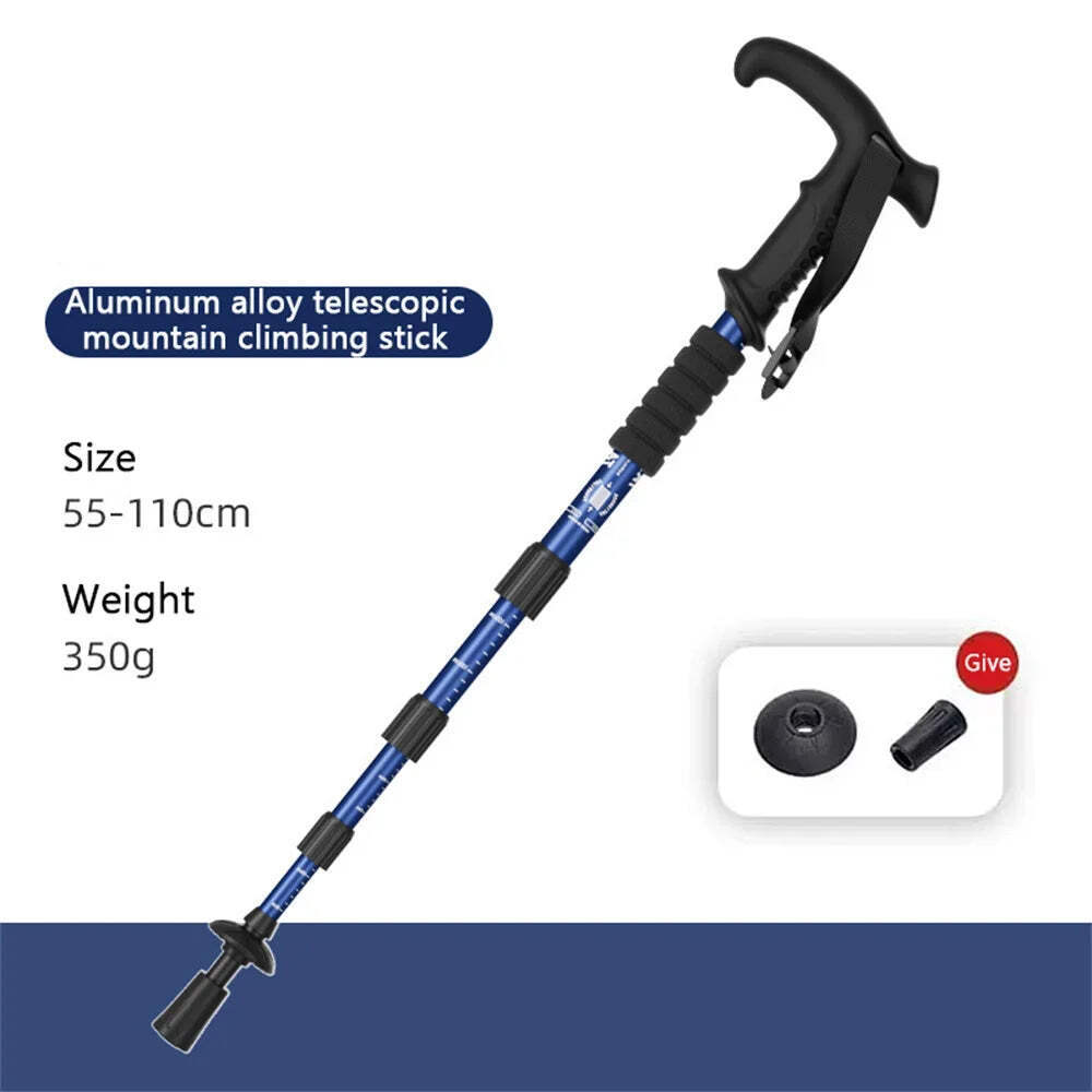 4-Section Portable Outdoor Fold Trekking Pole Walking Hiking Stick Alloy Telesco