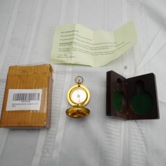 Marine Art Handicrafts Brass Pocket Compass W Wood Case Box Nautical Decor Gift