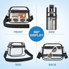 Clear Bag for Stadium Events – Stadium Approved Mini Clear Purse, Small Black